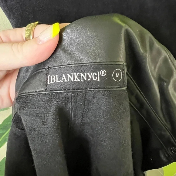 BLANKNYC Faux Leather Puff Sleeve button Down Shirt M NWT - Picture 9 of 9
